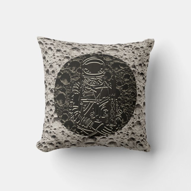 Astronaut auf dem Mond Space Black & Gray Kissen (Vorderseite)