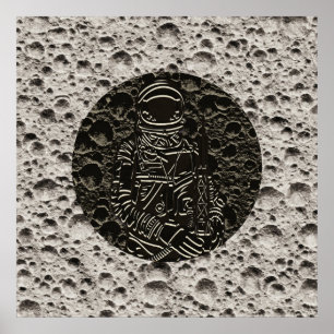 Astronaut auf dem Mond Space Black & Gray Poster