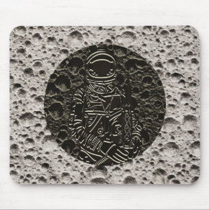 Astronaut auf dem Mond Weltraum Schwarz & Grau Mousepad