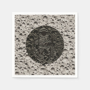 Astronaut auf dem Mond Weltraum Schwarz & Grau Serviette