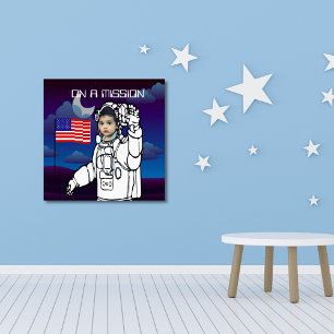Astronaut auf dem Mond Weltraumjunge Leinwanddruck