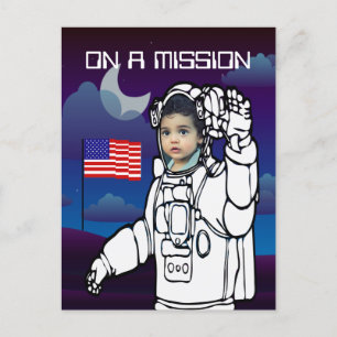 Astronaut auf dem Mond Weltraumjunge Postkarte