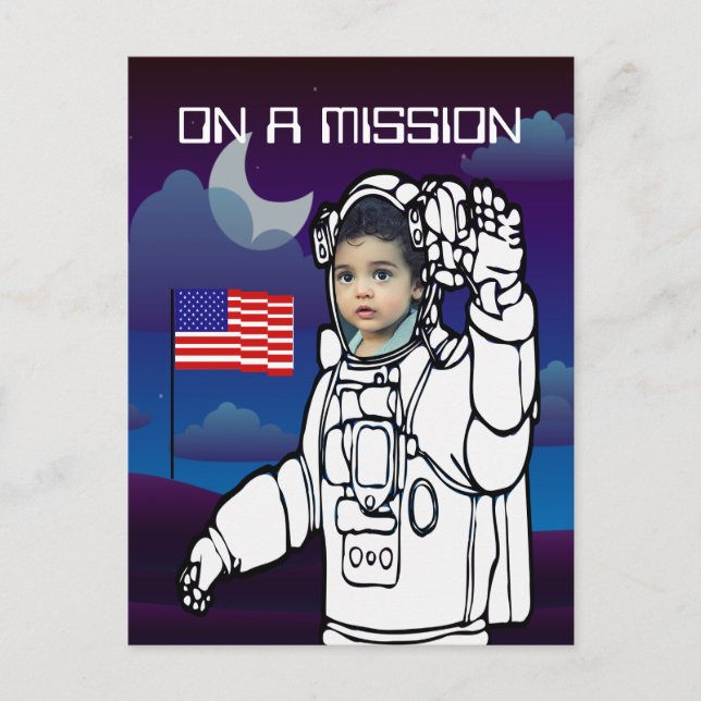 Astronaut auf dem Mond Weltraumjunge Postkarte (Vorderseite)