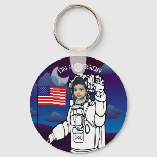 Astronaut auf dem Mond Weltraumjunge Schlüsselanhänger