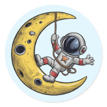 Astronaut auf dem Mondsticker-Set