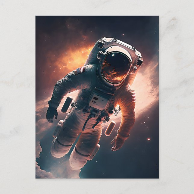 Astronaut auf der Weltraumpostkarte Postkarte (Vorderseite)