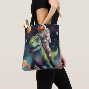 Astronaut auf Dino im Weltraum Tasche
