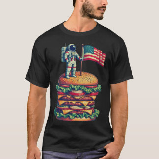 Astronaut auf einem Hamburger T-Shirt