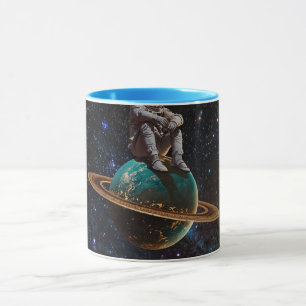 Astronaut auf einem Ringplaneten Galaxy Coffee M Tasse