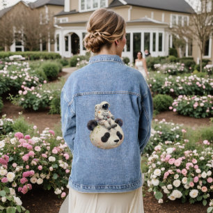 Astronaut auf einem Weltraumpanda Surreal, seltsam Jeansjacke