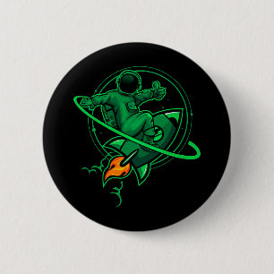 Astronaut auf einer Rakete um den Saturn-Artwork Button