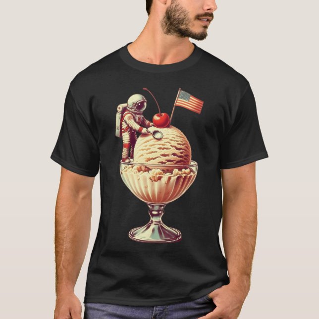 Astronaut auf Eiskrem T-Shirt (Vorderseite)