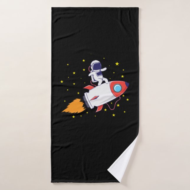 Astronaut auf Rakete Badehandtuch (Badehandtuch)