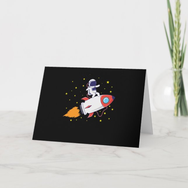 Astronaut auf Rakete Karte (Vorderseite)
