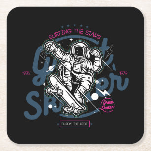 Astronaut auf Skateboard   Stars surfen Rechteckiger Pappuntersetzer