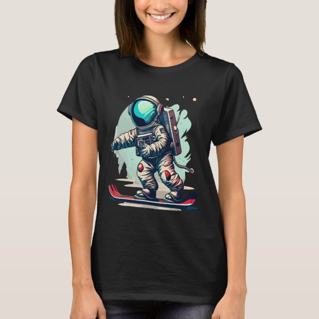 Astronaut auf Snowboard Funny Astronaut Ski On S T-Shirt (Vorderseite)