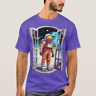 Astronaut außerhalb des Galaxy-Fensters T-Shirt