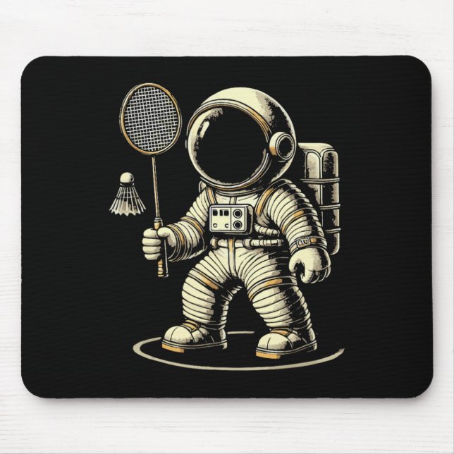 Astronaut Badminton Player Shuttle 2 Mousepad (Vorne)