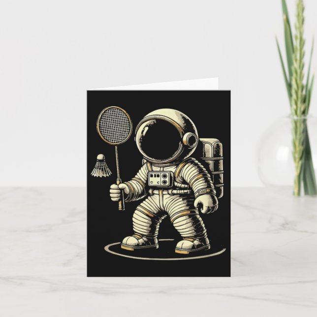Astronaut Badminton Player Shuttle Karte (Vorderseite)