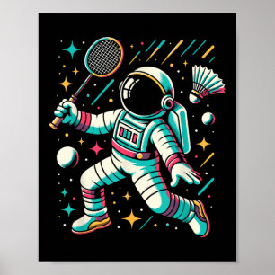 Astronaut Badminton Spieler Shuttle Sport Poster