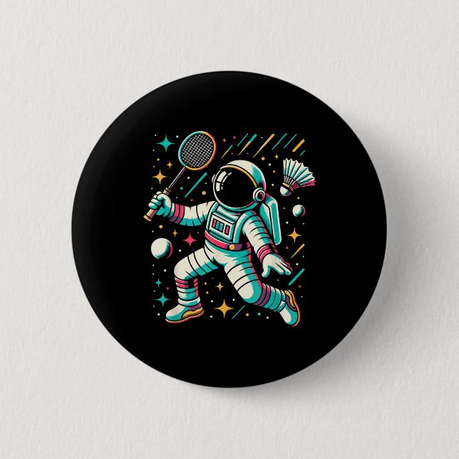 Astronaut Badmintonspieler Shuttle Sport  Button (Vorderseite)