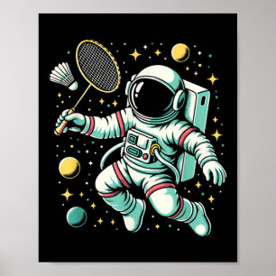 Astronaut Badmintonspieler Shuttle Sport Poster