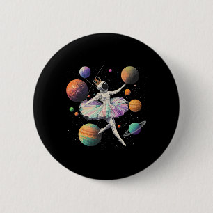 Astronaut Ballerina tanzt auf Raumplaneten Galax Button