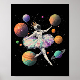 Astronaut Ballerina tanzt auf Raumplaneten Kinder Poster