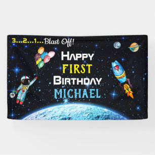 Astronaut Balloons Raketenraumname Geburtstag Banner