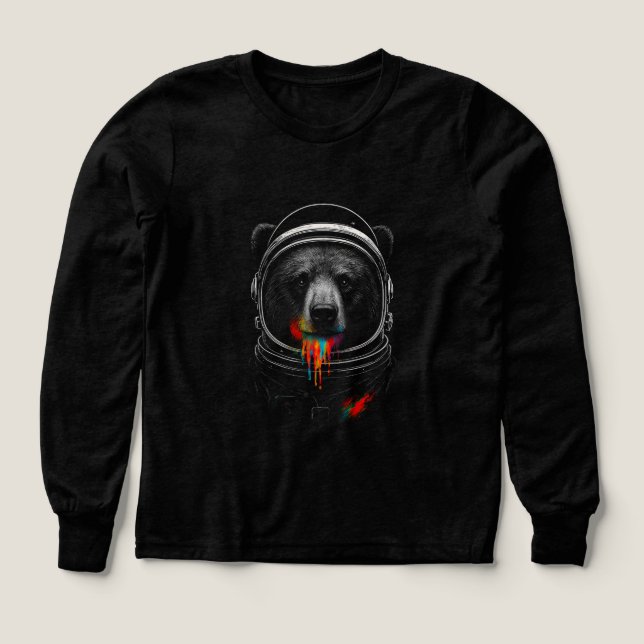 Astronaut Bär mit Neonfarbe tropft Kosmisches Tier (Design Vorderseite)
