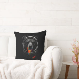 Astronaut Bär mit Neonfarbe tropft Kosmisches Tier Kissen