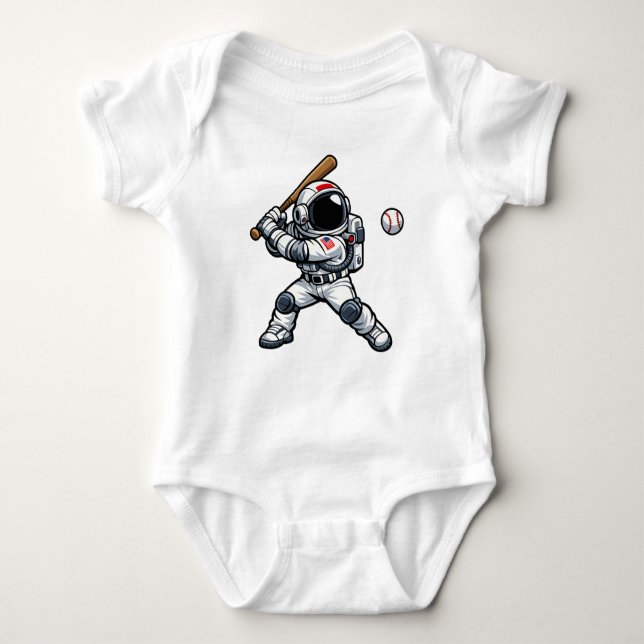 Astronaut Baseball Baby Strampler (Vorderseite)