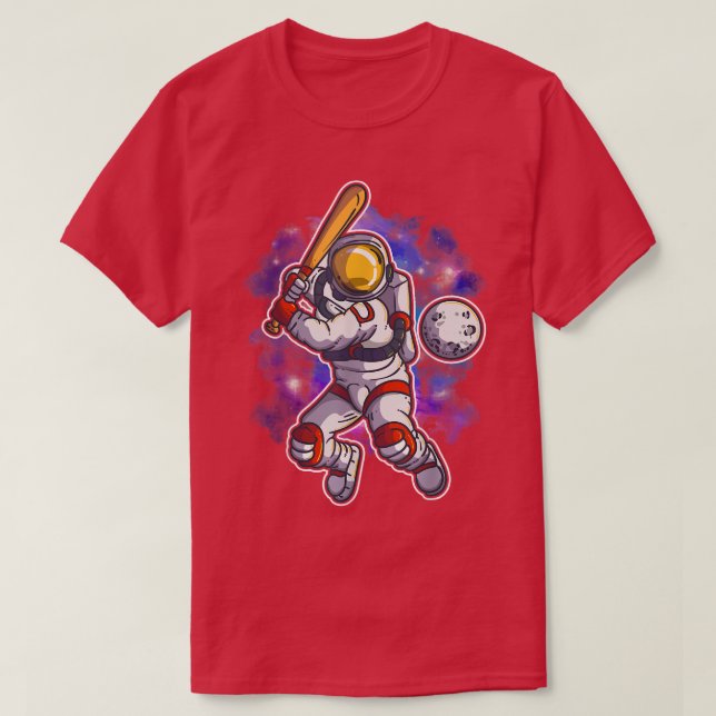 Astronaut Baseball Batch Player Team Weltraum T-Shirt (Design vorne)
