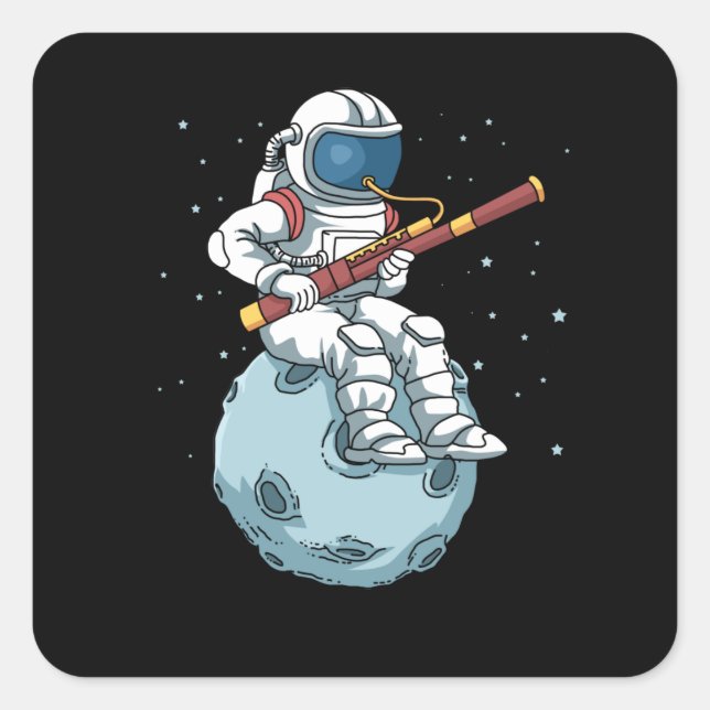 Astronaut Bassoon Band Spieler Bassoonist Bassoon Quadratischer Aufkleber (Vorderseite)