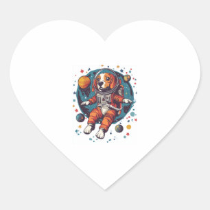 Astronaut-Beagle - WeltraumExplorer-Hund Herz-Aufkleber