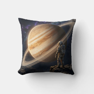 Astronaut beim Blick auf den Saturn Kissen