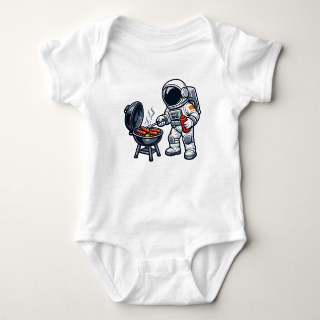Astronaut beim Grillen Baby Strampler (Vorderseite)