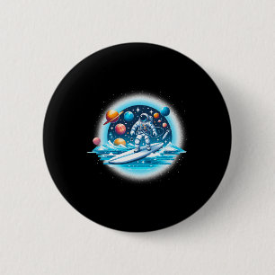 Astronaut beim Surfen im Weltraum Jungen Mädchen S Button