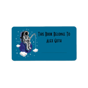 Astronaut Book Label Custom Name Adressaufkleber