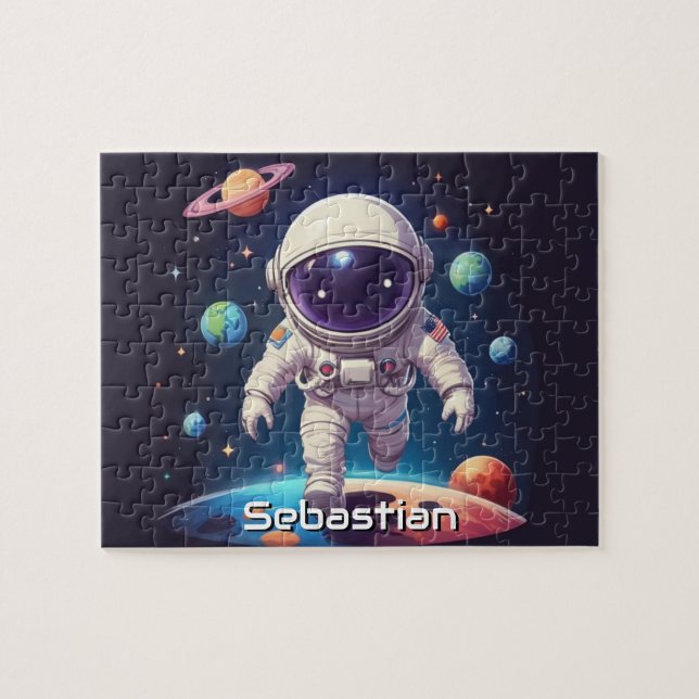 Astronaut Boy Exploration Space Personalisiert (Horizontal)