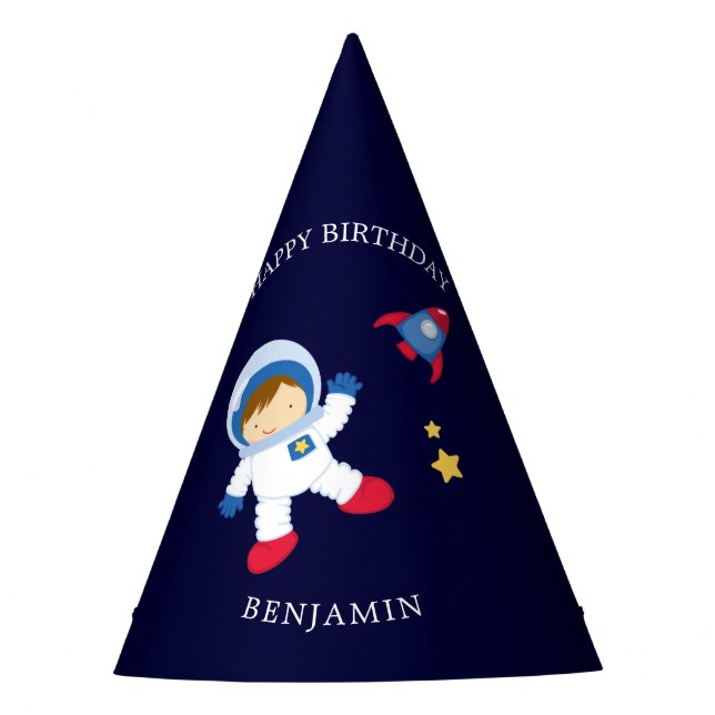 Astronaut Boy Kindergeburtstag Partyhütchen (Vorderseite)
