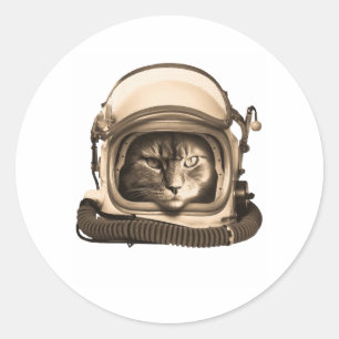 Astronaut Cat Astronomie Spaceman Kitty Space Runder Aufkleber