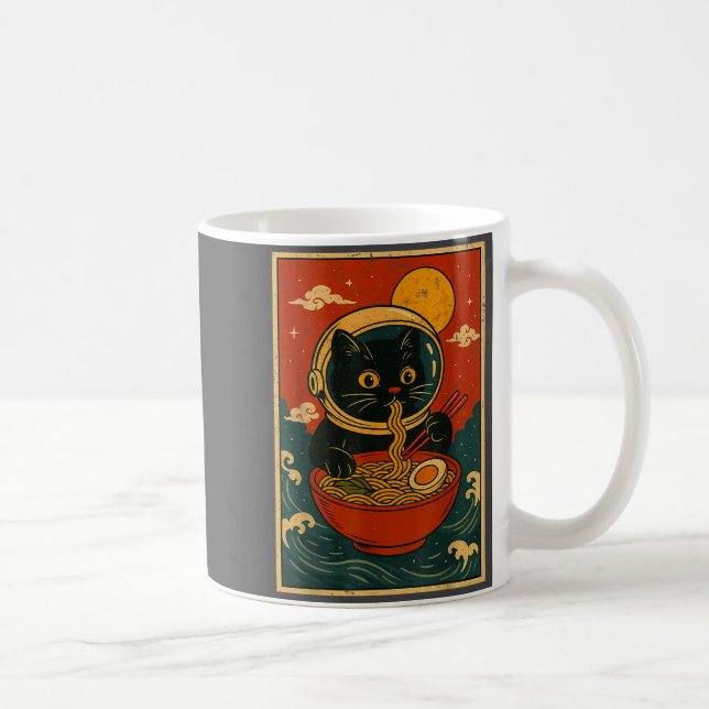 Astronaut Cat Ramen Japanese Graphic Tees Men Wome Kaffeetasse (Rechts)