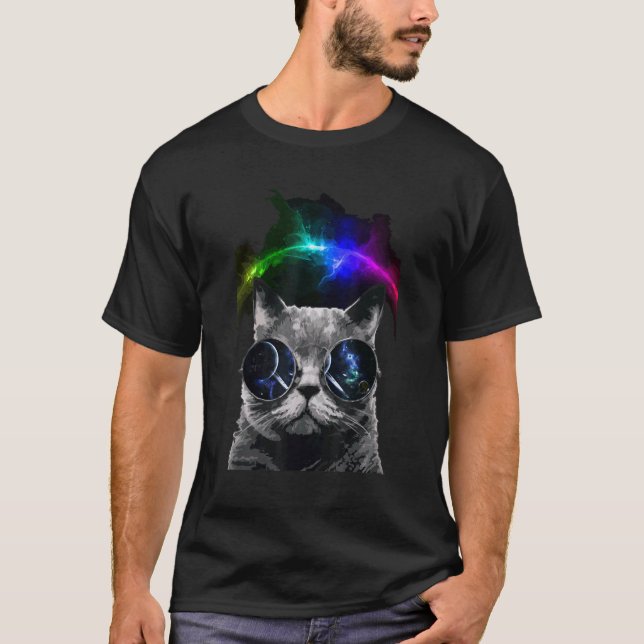 Astronaut cat space cat with sunglasses T-Shirt (Vorderseite)