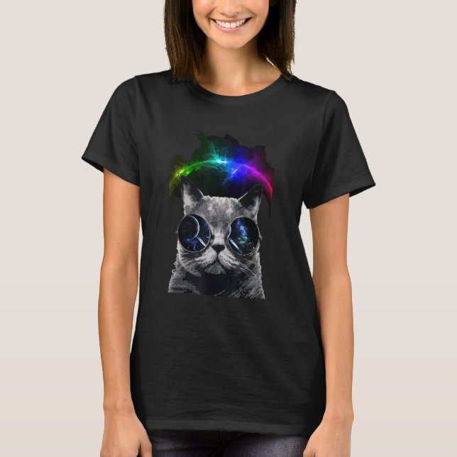 Astronaut cat space cat with sunglasses T-Shirt (Vorderseite)