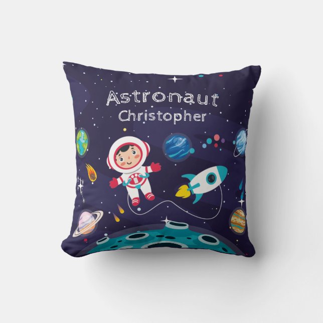 Astronaut child on the moon, monogrammed name kissen (Vorderseite)