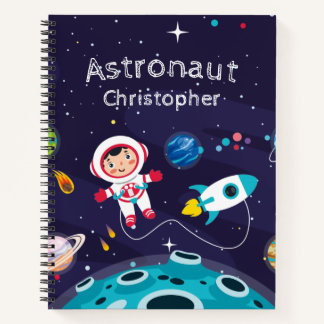  Astronaut child on the moon, monogrammed name Notizbuch