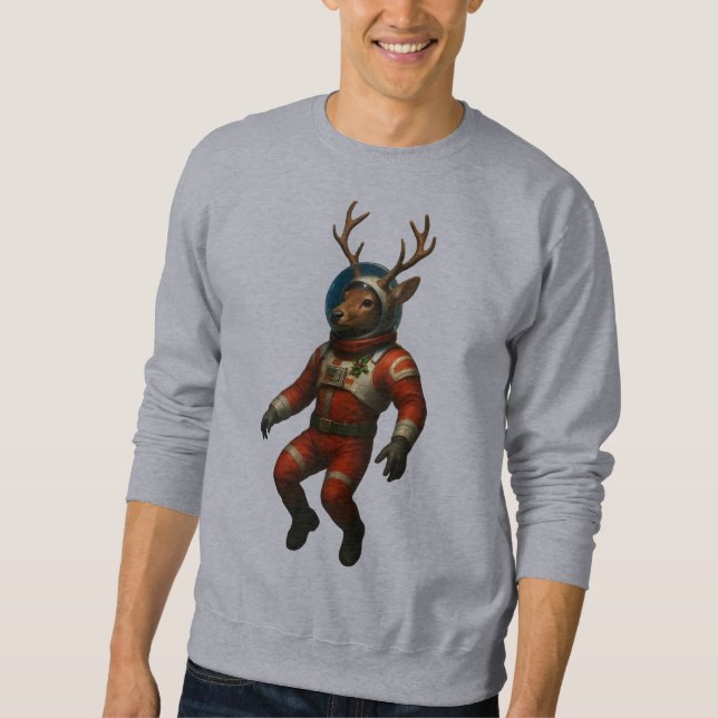 Astronaut Deer in Red Suit Sweatshirt (Vorderseite)