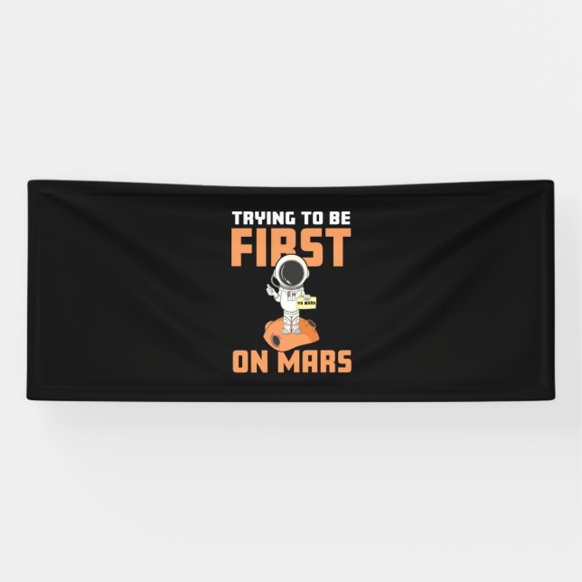Astronaut, der als Erster in Mars zu sein versucht Banner (Horizontal)