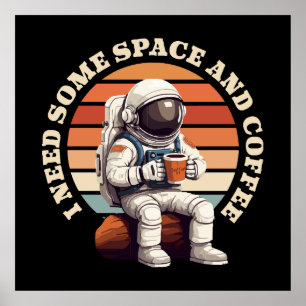 Astronaut, der Kaffee trinkt Poster